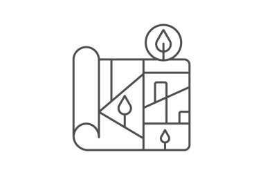 Yeşil Şehir Planlama ince çizgi simgesi, vektör, piksel mükemmel, illüstratör dosyası