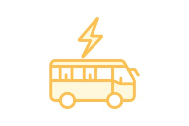 Elektrik Otobüsü duoton hat simgesi, vektör, piksel mükemmel, illüstratör dosyası