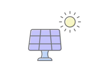 Sürdürülebilir Enerji Kaynakları doğrusal renk simgesi, vektör, piksel mükemmel, illüstratör dosyası