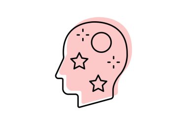 Hayal gücü renk gölge ince çizgi simgesi, vektör, piksel mükemmel, illüstratör dosyası