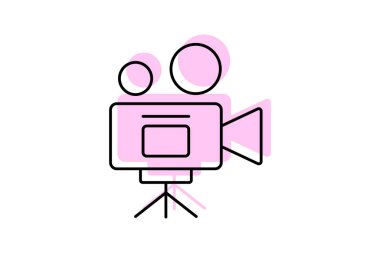 Videografi renk gölge ince çizgi simgesi, vektör, piksel mükemmel, illüstratör dosyası