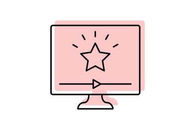 Görsel Efektler renk gölge ince çizgi simgesi, vektör, piksel mükemmel, illüstratör dosyası