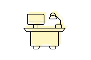 Çalışma alanı renk gölge ince çizgi simgesi, vektör, piksel mükemmel, illüstratör dosyası