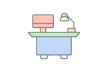 Çalışma alanı doğrusal renk simgesi, vektör, piksel mükemmel, illüstratör dosyası