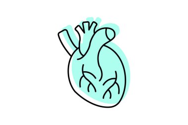 Kalp rengi gölge ince çizgi simgesi, vektör, piksel mükemmel, illüstratör dosyası