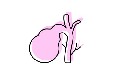 Safra kesesi rengi gölge ince çizgi simgesi, vektör, piksel mükemmel, illüstratör dosyası