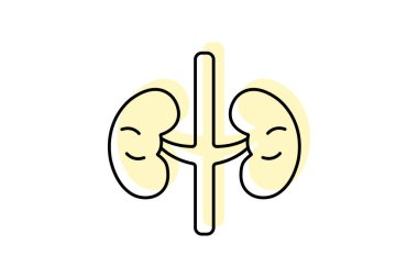 Adrenal Bezler renk gölge ince çizgi simgesi, vektör, piksel mükemmel, illüstratör dosyası