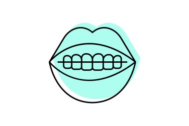 Diş rengi gölge ince çizgi simgesi, vektör, piksel mükemmel, illüstratör dosyası