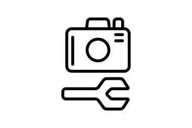 Kamera Onarım Hattı simgesi, vektör, piksel mükemmel, illüstratör dosyası