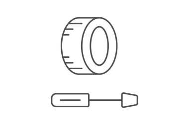 Lastik Tamir İnce Çizgisi simgesi, vektör, piksel mükemmel, illüstratör dosyası