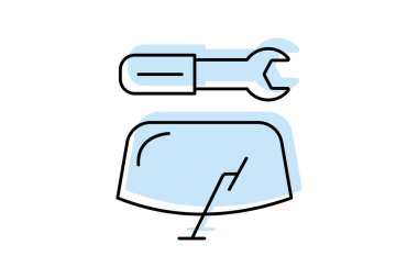 Ön kalkan Renk İnce Çizgisi simgesini, vektörü, pikseli mükemmel, illüstratör dosyasını onar