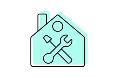 Renklendirme renk gölge ince çizgi simgesi, vektör, piksel mükemmel, illüstratör dosyası