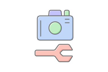 Kamera Lineal renk simgesini, vektörü, pikseli mükemmel, illüstratör dosyasını onar