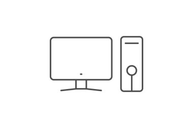 Bilgisayar ince simgesi, vektör, piksel mükemmel, illüstratör dosyası