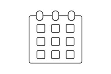 Takvim ince çizgi simgesi, vektör, piksel mükemmel, illüstratör dosyası