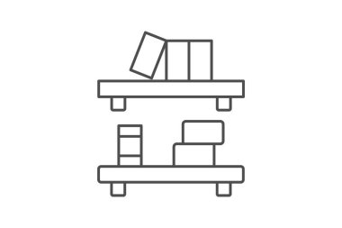 Raflar ince simge, vektör, piksel mükemmel, illüstratör dosyası