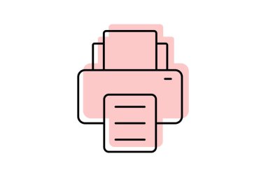 Yazıcı renk gölge ince çizgi simgesi, vektör, piksel mükemmel, illüstratör dosyası