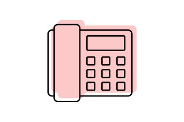 VoIP Telefon renk gölge ince çizgi simgesi, vektör, piksel mükemmel, illüstratör dosyası