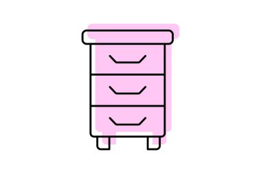 Çekmeceler renk gölge ince çizgi simgesi, vektör, piksel mükemmel, illüstratör dosyası