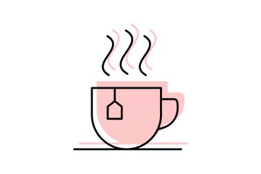 Office Tea Cup renk gölge ince simgesi, vektör, piksel mükemmel, illüstratör dosyası