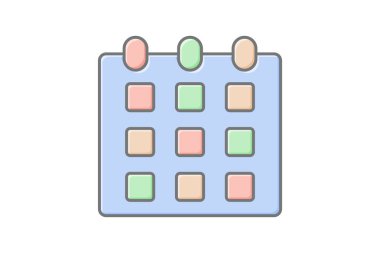 Takvim doğrusal renk simgesi, vektör, piksel mükemmel, illüstratör dosyası