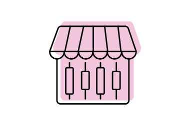 Ticari Pazar renk gölge ince çizgi simgesi, vektör, piksel mükemmel, illüstratör dosyası