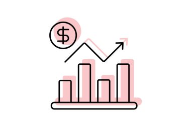 Ticari Büyüme İstatistikleri renk gölge ince çizgi simgesi, vektör, piksel mükemmel, illüstratör dosyası