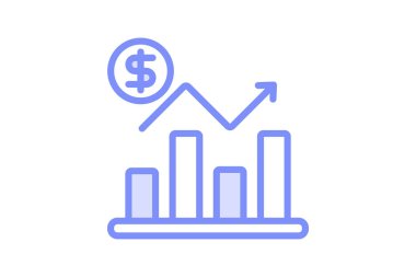 Ticari Büyüme İstatistikleri duoton çizgi simgesi, vektör, piksel mükemmel, illüstratör dosyası