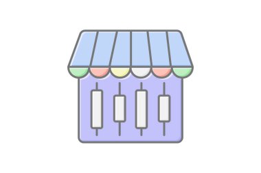 Ticari Pazar doğrusal renk simgesi, vektör, piksel mükemmel, illüstratör dosyası