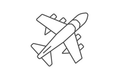 Uçak İnce Çizgisi simgesi, vektör, piksel mükemmel, illüstratör dosyası