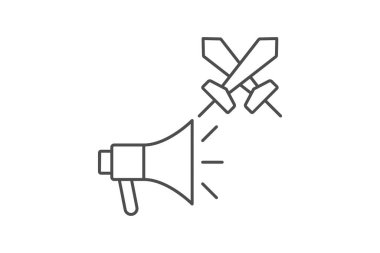 Savaş Propaganda ince çizgi simgesi, vektör, piksel mükemmel, illüstratör dosyası