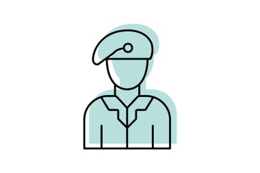 Askerler gölge ince çizgi simgesi, vektör, piksel mükemmel, illüstratör dosyası