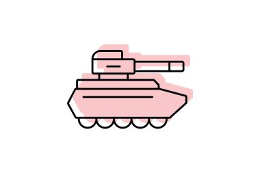 Tanklar renk gölge ince çizgi simgesi, vektör, piksel mükemmel, illüstratör dosyası