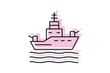 Gemilerin renk gölge ince çizgi simgesi, vektör, piksel mükemmel, illüstratör dosyası