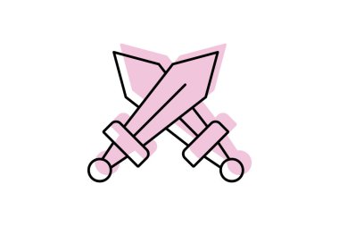 Savaş alanı renk gölge ince çizgi simgesi, vektör, piksel mükemmel, illüstratör dosyası