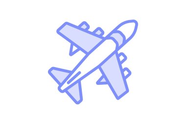 Uçak duotone çizgi simgesi, vektör, piksel mükemmel, illüstratör dosyası