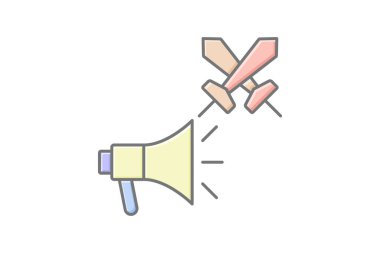 War Propaganda lineal renk simgesi, vektör, piksel mükemmel, illüstratör dosyası