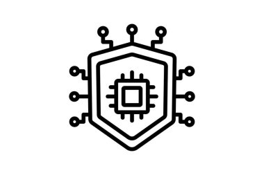 Mikroişlemci çizgisi simgesi, vektör, piksel mükemmel, illüstratör dosyası