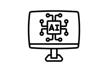 Yapay Bilgisayar satırı simgesi, vektör, piksel mükemmel, illüstratör dosyası