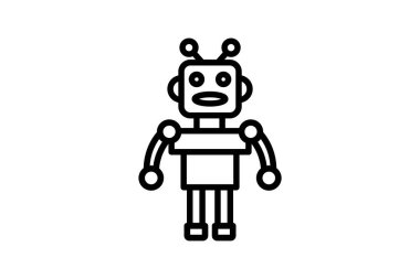 Robot çizgi simgesi, vektör, piksel mükemmel, illüstratör dosyası