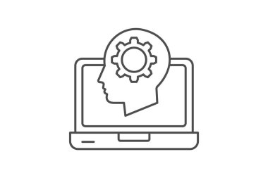 Zeka Asistanı İnce çizgi simgesi, vektör, piksel mükemmel, illüstratör dosyası