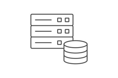 Veritabanı ince çizgi simgesi, vektör, piksel mükemmel, illüstratör dosyası