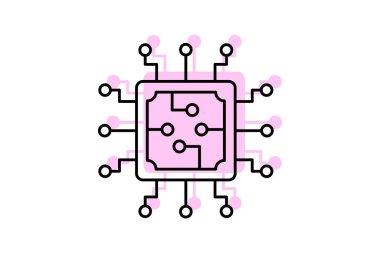 Devre renk gölge ince çizgi simgesi, vektör, piksel mükemmel, illüstratör dosyası