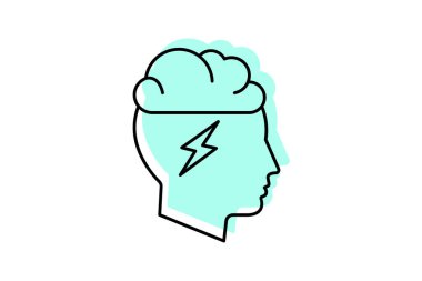 Beyin fırtınası renk gölge ince çizgi simgesi, vektör, piksel mükemmel, illüstratör dosyası