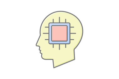 Ai Mind Chip doğrusal renk simgesi, vektör, piksel mükemmel, illüstratör dosyası
