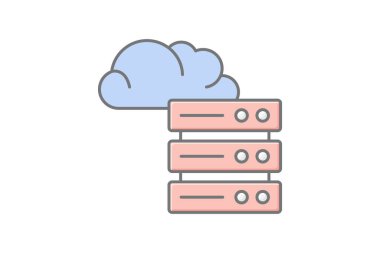 Bulut Veritabanı Depolama çizgi simgesi, vektör, piksel mükemmel, illüstratör dosyası