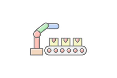 Endüstriyel Robot doğrusal renk simgesi, vektör, piksel mükemmel, illüstratör dosyası