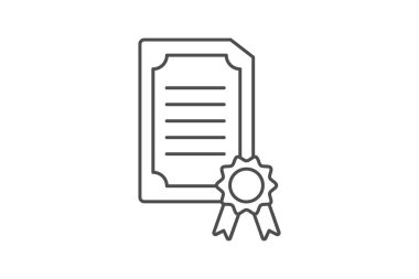 Sertifika ince simgesi, vektör, piksel mükemmel, illüstratör dosyası