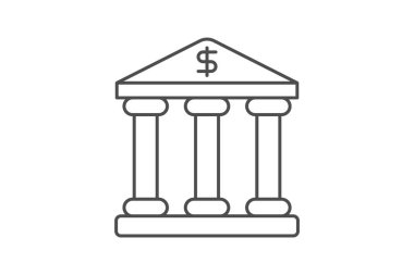 Banka ince çizgi simgesi, vektör, piksel mükemmel, illüstratör dosyası