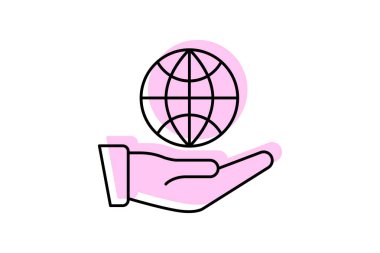 Global Servisler renk gölge ince çizgi simgesi, vektör, piksel mükemmel, illüstratör dosyası